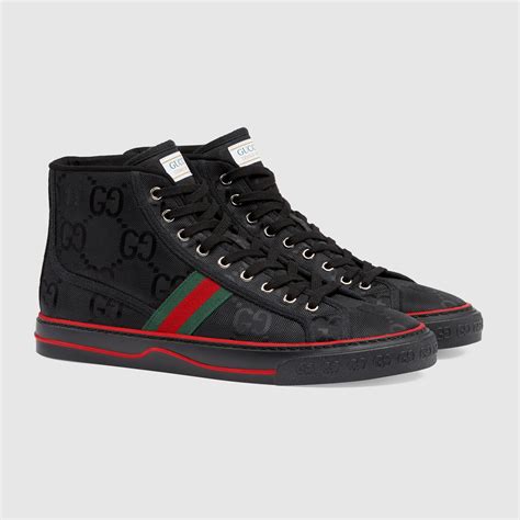 gucci black high tops|black gucci high top men's.